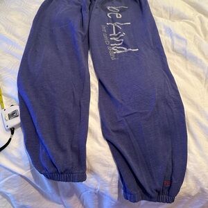 Blue Jogger Pants with 'Be Kind' Print